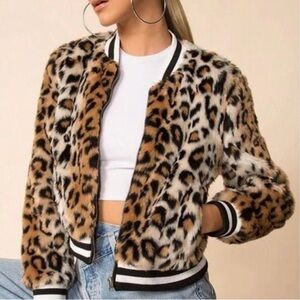 Leopard print bomber jacket